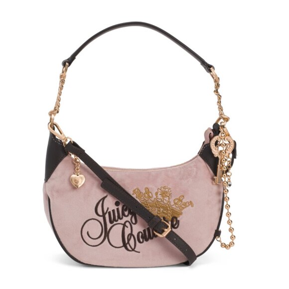 JUICY COUTURE Blush Velour Shoulder Bag With Charms - Picture 1 of 2